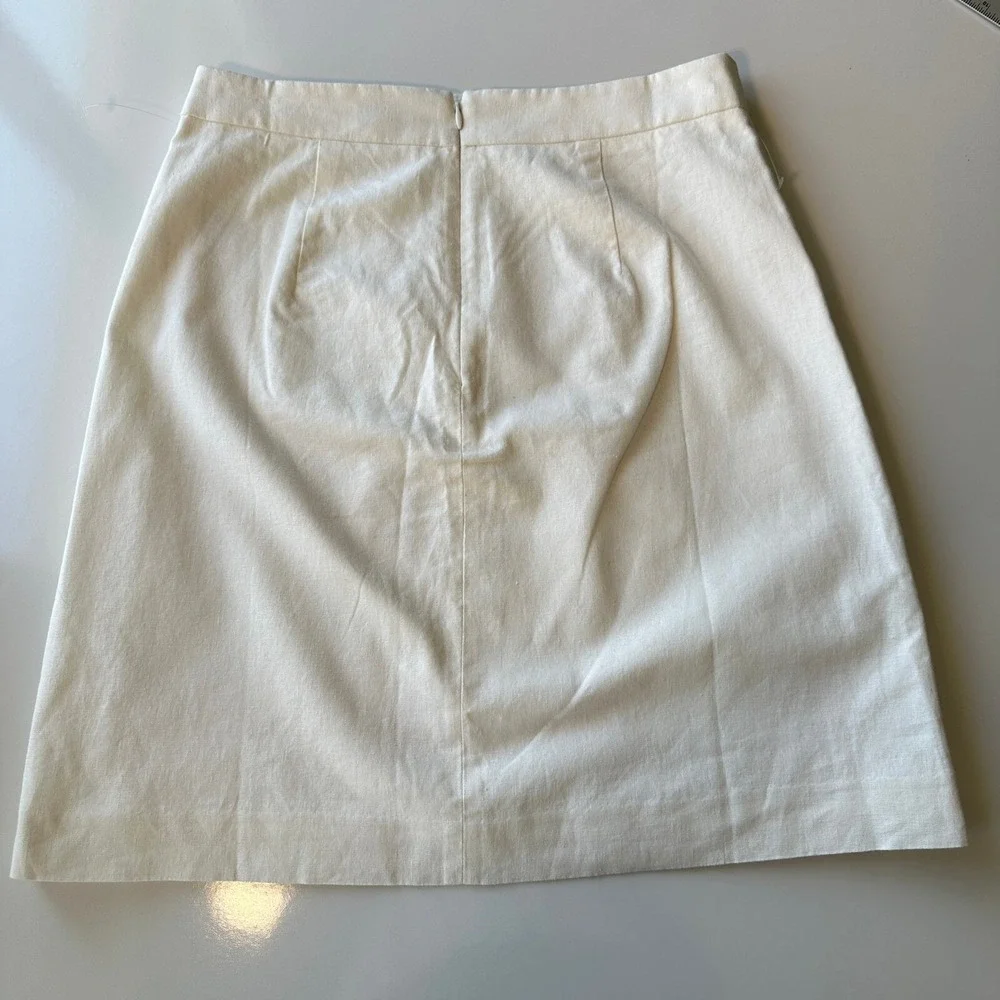 J.Crew Factory Linen Blend Cream A-Line Coastal Preppy Nautical Skirt Size 2 NEW